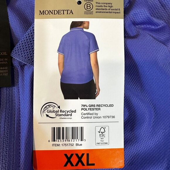 Mondetta Women's Size XXL Purplish Blue 1/4 Zip Short-Sleeve Mesh Polo Shirt NWT - Picture 6 of 6